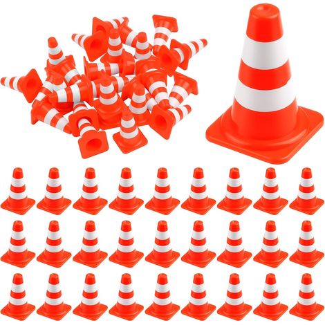 Lot de 30 mini cônes de signalisation, cônes de sécurité routière, en plastique, pour barrière d'entraînement et de chantier, panneaux d'avertissement, jouets orange pour tables de sable de