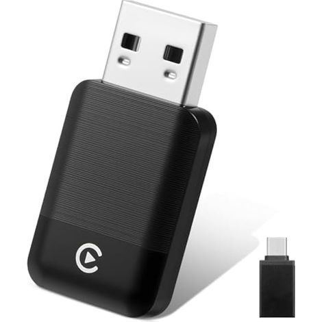 Adaptateur CarPlay sans Fil pour iPhone, Cle Car Play Dongle Convertissez Le Filaire en Wireless, Plug&Play avec USB/Typ-C, EZ Connect Bluetooth Carplay Compatible avec Apple iOS 10+ et Voiture 2016+ (1/5)