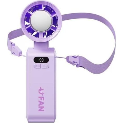 Ventilador de mano, ventilador turbo portátil con 1-199 velocidades, portátil, ideal para dormitorio, cocina, enfriador de aire, potente color morado.