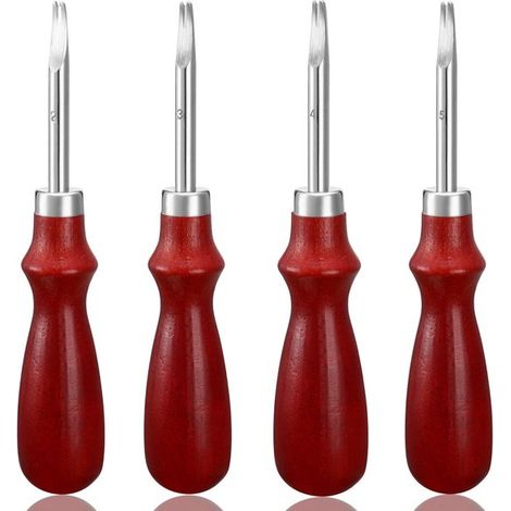 Juego de 4 cortadores de bordes de cuero - Cortador de bordes y cortador para manualidades (1,6 mm, 1,4 mm, 1,2 mm, 1,0 mm) (1/5)