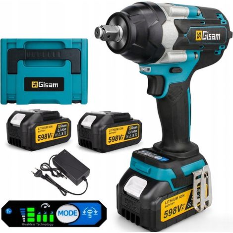 Llave de impacto inalámbrica sin escobillas para ruedas de 1/2" 1800NM GISAM CASE