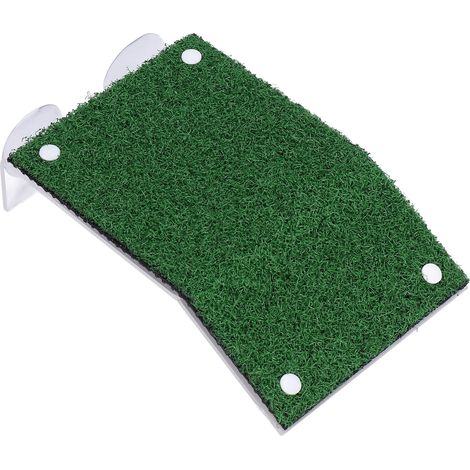 Terrasse pour tortues avec revêtement acrylique imitation gazon vert, échelle et plateforme pour amphibie (1/5)