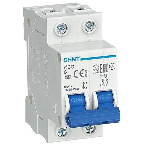 Disjoncteur résidentiel bipolaire Chint Electric 6kA EBG-2  10A (1/2)