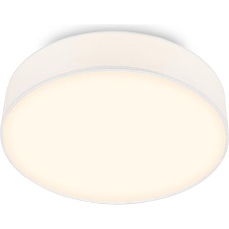 Plafonnier LED avec abat-jour en tissu, 24 W 2600 lm, lumière blanc chaud, lustre salon, chambre, luminaire cuisine, plafonnier LED salon, lampe plafond, 38 x 10,5 cm, Blanc (1/5)