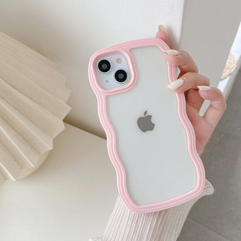 Coque compatible avec l'iPhone 11, motif ondulé, transparente, en silicone rose, idéale pour les femmes et les jeunes filles. (1/5)