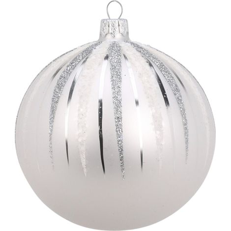 Palline per albero di Natale, in Vetro, color argento, con glitter, 100 mm, 6 pezzi (1/3)