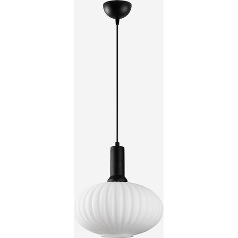 Metall- und Glashängelampe Asker 30cm - Schwarz (1/5)