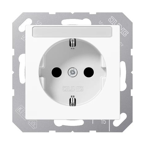 Jung Enchufe SCHUKO®, 16 A 250 V , con campo de rotulación, SAFETY+, termoplástico, Serie AS/A, alpinweiß A 1520 BFKINA WW