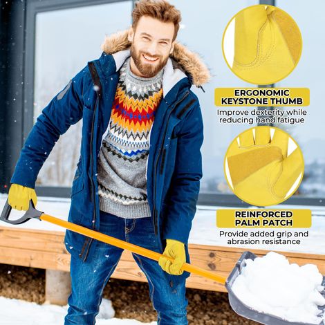 Guanti da lavoro isolanti da uomo, guanti da lavoro invernali in pelle resistenti all'usura per il freddo (1/4)