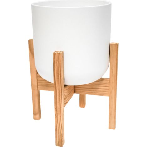 Lisbon Pot and Stand - Ceramic - D26 cm - White