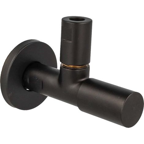tecuro Design Eck-Ventil mit Verblendung,1/2 Zoll Wandanschluss, Messing schwarz-matt (1/5)