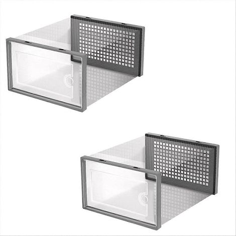 Schuhaufbewahrungsbox, stapelbare transparente Schuhaufbewahrungsboxen, grau (1/5)