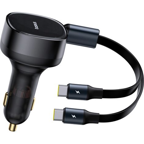 Cargador de coche Baseus Enjoyment 33W 2 en 1 con 2 puertos USB-C - Negro (1/5)