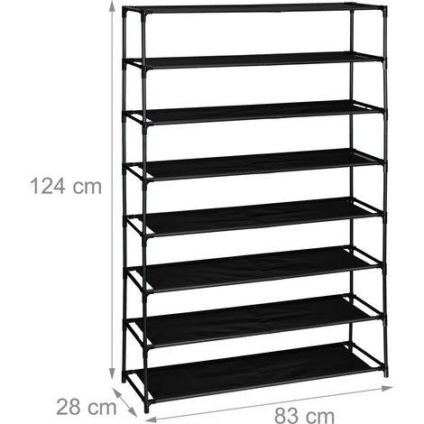 Zapatero abierto diseño práctico recibidor 158 x 83 x 28 cm fácil acceso de acero negro 130015409 (1/3)