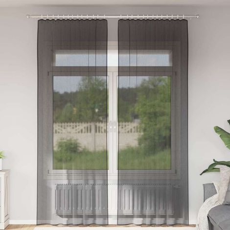 Cortinas de gasa con bolsillos para varillas 2 uds. negro