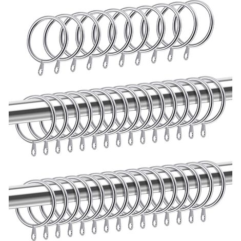 40 Pack Metal Curtain Rings for Curtains and Rods, Inner Diameter 30 mm, Silver Metal Rings, for Curtain Rods Curtain Accessories (1/5)