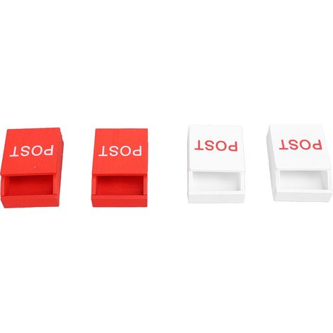 Lot de 10 boîtes aux lettres décoratives d'extérieur en bois, maisonnette pour enfants, jouet, mini décoration, artisanat, blanc et rouge (1/5)