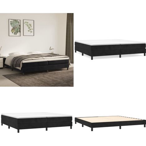 Sommier à lattes de lit et matelas Noir 200x200 cm Velours - Lit Tapissier - Lit Double - Matelas À Ressorts Ensachés - Support Moyen Dur - Housse De Protection De Matelas - Home & Living (1/5)
