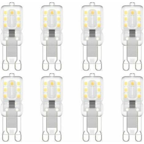Lot de 8 ampoules LED G9, G9 LED 220 V Blanc naturel 5500 K 3 W équivalent halogène 30 W [Classe énergétique E] (1/5)