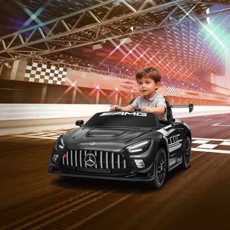 Voiture électrique Mercedes pour enfants. batterie 12 V. lumières LED. fonction musicale. klaxon. 3-8 ans. noire