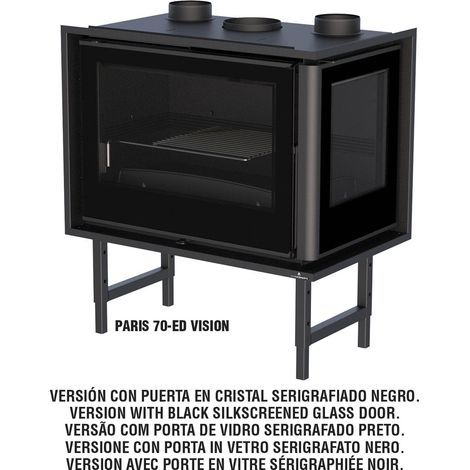 BRICOSOL INSERTABLE DE LEÑA BRONPI CON TURBINAS MODELO PARIS-70- CRISTAL DERECHO VISION (1/4)