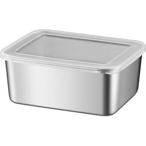 Edelstahl-Vorratsbehälter für den Kühlschrank mit Kunststoffdeckel. Ideal für Meeresfrüchte, Gemüse und Picknicks. (1/5)