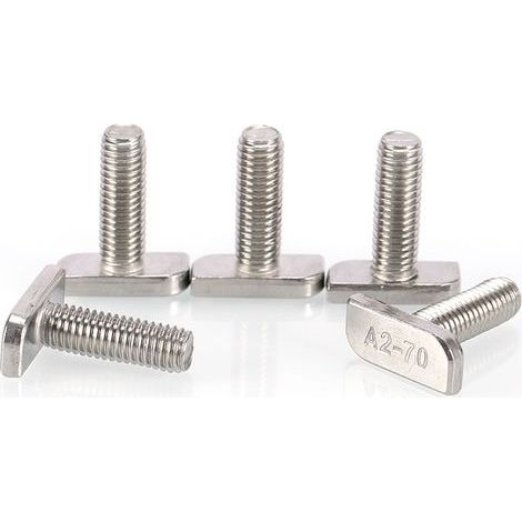 M8 Stainless Steel Hammer Head Screws, 10 Pieces, Silver Clamp Nuts and Bolts, Fully Threaded Bolts (1/5)