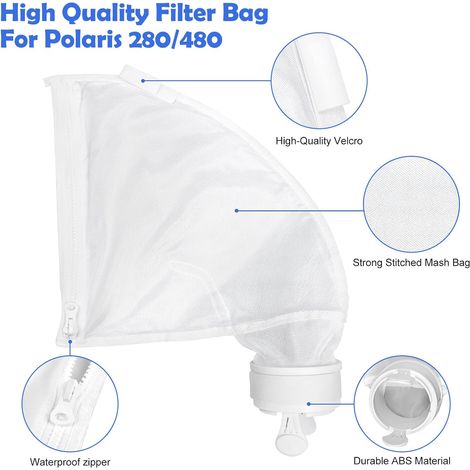 S-Union Sacs de Rechange en Nylon à Fermeture Eclair (pour Polaris 280 et 480 Seulement)+Pneus de Rechange en Caoutchouc Souple+Brosse en Mousse de Queue Robot pour Polaris (280 480 Sac Tout Usage) (1/4)