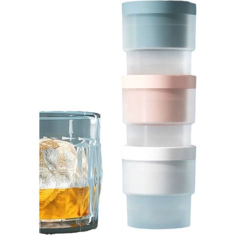 Molde para bolas de hielo, Fácil de usar y limpiar, Bola de hielo de 5 cm, Reutilizable, whisky y cócteles, Azul, rosa, blanco (1/5)