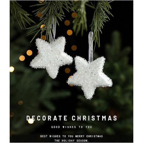 Décorations de Noël en mousse blanche pour sapin, à suspendre et à accrocher. (1/5)