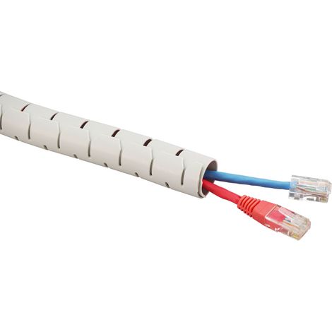 Gaine de câble spiralée RS PRO, Ø 15mm  16mm, en Polypropylène Gris, Sans halogène ( Prix pour Bobine de 2 Mètres ) (1/2)