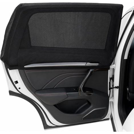 Pare-soleil pour vitre latérale de voiture, lot de 2, protection UV universelle pour bébé et animaux, respirant et anti-insectes, pour SUV et voiture, noir (1/5)