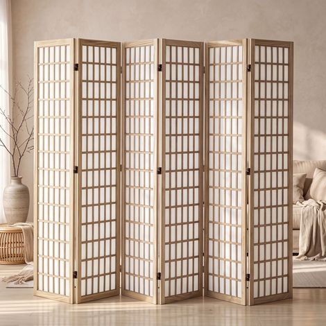 VEVOR Divisorio per Ambienti a 6 Pannelli, Schermo Pieghevole in Legno per Interni, Divisori Giapponesi, Schermi Decorativi Portatili, per Separazione di Ambienti, Casa, Ristorante e Camera da Letto (1/5)