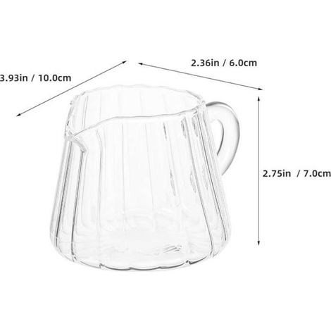 Pichet à Verre Borosilicate Petit Pot à Robuste avec Bec Verseur et Poignée Ergonomique Résistant Chaleur et Usage (1/4)