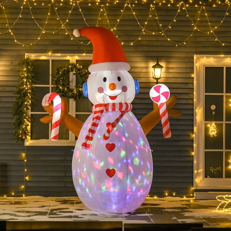 Bonhomme de Neige Gonflable 240cm, Décoration de Noël Extérieure avec Lumières LED en Polyester Imperméable IP44 (1/5)