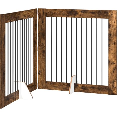 vidaXL Puerta para perros plegable con soportes 2 uds. Roble Ahumado (1/2)