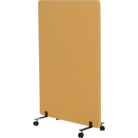 Akustik-Trennwand HHG-957, Büro-Sichtschutz Raumteiler Pinnwand, doppelwandig rollbar Stoff/Textil 127x80cm gelb (1/5)