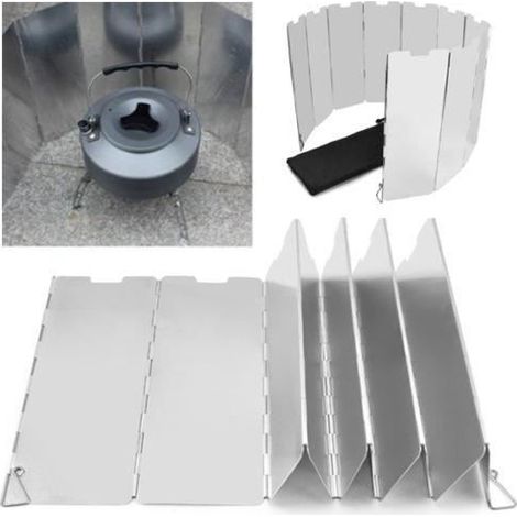 Écran pare-vent pliable pour cuisinière à gaz - 10 plaques en aluminium (1/4)