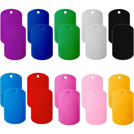 20 Pièces Plaque à Graver pour Collier Chien, Étiquettes Vierges Colorées en Aluminium, Convient pour les Médailles D'identification pour Animaux de Compagnie les Accessoires Personnalisés