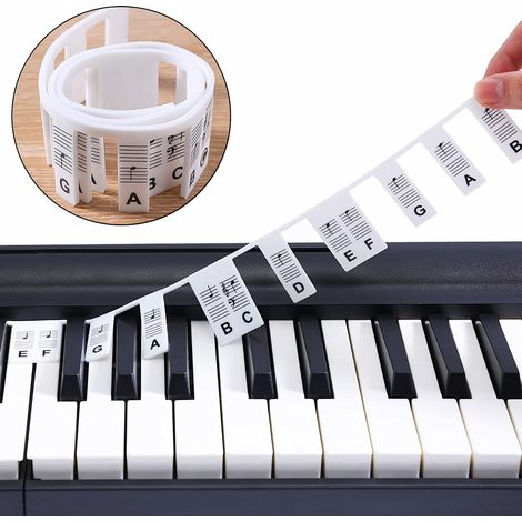 Etiquettes amovibles pour clavier de piano 61 touches Blanc (1/5)