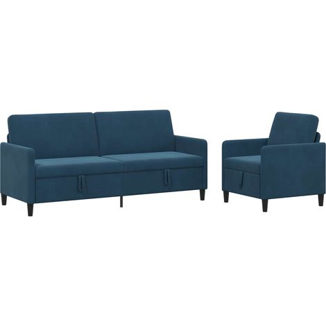 Canapé avec rangement 2 pc Bleu Polyester vidaXL (1/5)