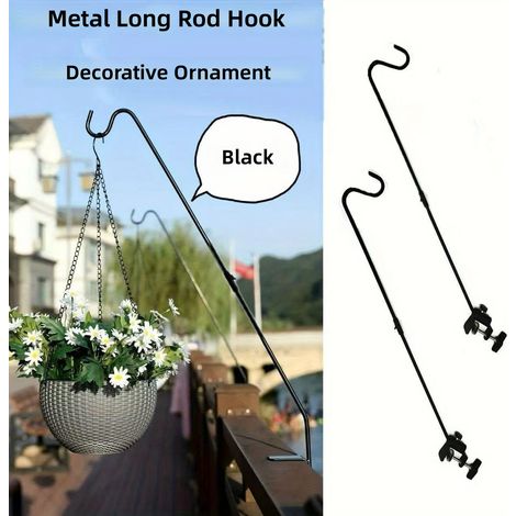 Crochet de suspension en fer forgé, tige longue, finition peinture cuite, imperméable et durable