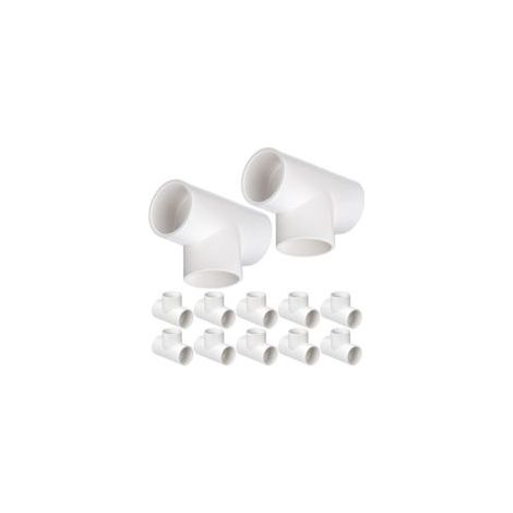12 Raccords en T 3 voies, 25 mm (Blanc), Connecteurs pour tuyaux en PVC, pour serres, conduites d'eau, jardin (1/5)