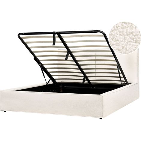 Ottoman Bed Boucle MOISSAC 160 x 200 cm (EU King Size) Off-White