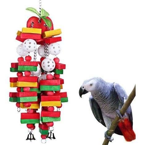 Jouets en bois pour oiseaux, jouets pour perruches, balançoires, accessoires à mâcher pour lutter contre l'ennui, jouets pour perroquets en cage (1/5)