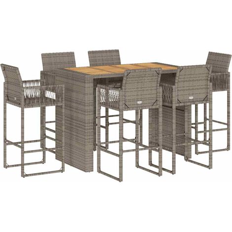 Maison Exclusive - 7-tlg. Gartenbar-Set ohne Kissen Grau Poly Rat