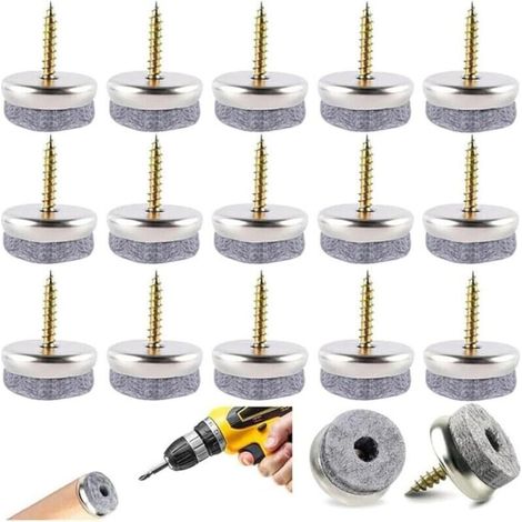 100 Pieces Chair Pads, 22mm Round Furniture Pads, Screw-in Felt Pads Nail-on Chair Pads for Floor and Furniture Protection (1/5)