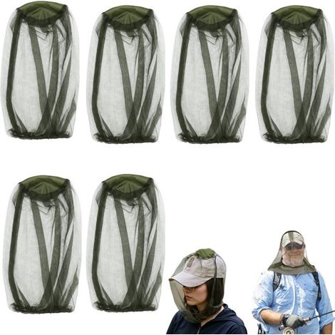 Filets anti-moustiques pour la tête lot de 6 - cagoules respirantes pour voyage, pêche et jardin, 50 x 40 cm (1/5)