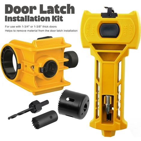 Kit de Perçage pour Serrures à Bouton & Mortaisage Loquet – Pour Portes en Bois Uniquement (4 Couleurs) (Jaune, ABS + Acier, 185x14x15) (1/5)
