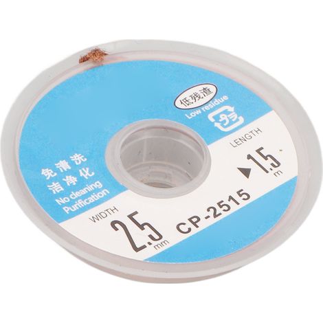 Mèche à dessouder sans nettoyage, faible résidu d'étain, tresse souple 1,5 m pour carte PCB CP 2515 (1/5)